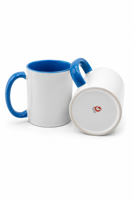 Tazón 11oz con color interno y asa azul para sublimación Orca (caja 36u)