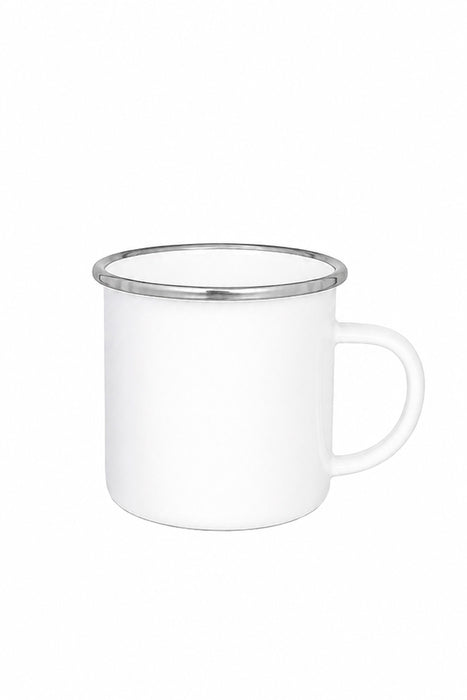 Taza de Peltre blanco con borde plateado de 11oz para sublimación ColorMake